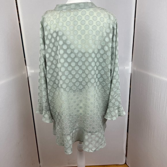 Soft Surroundings Sage Green Popover Tunic Circle Pattern Ruffle Hemline size XL - Picture 8 of 12